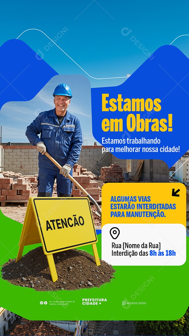Story Prefeitura Estamos em Obras Social Media PSD Editável