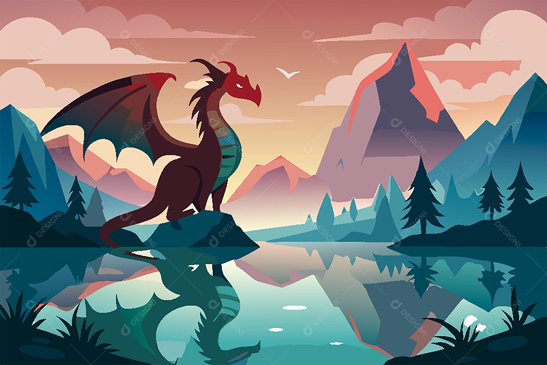 Dragão Ilustração Vetor EPS