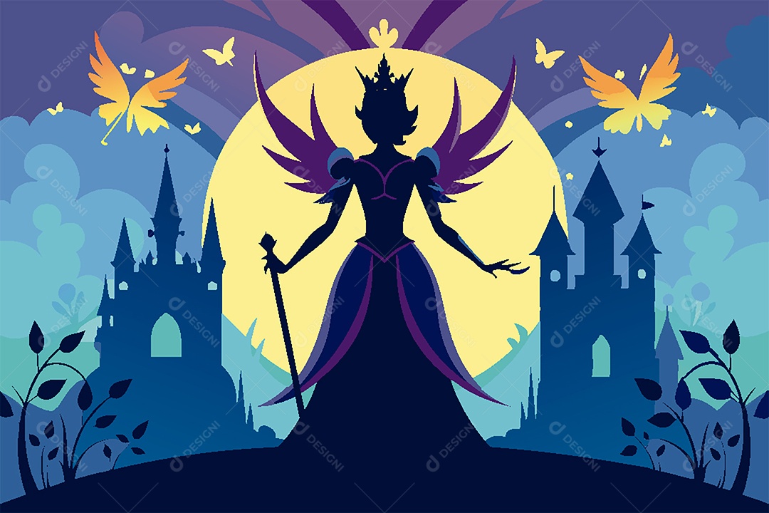 Silhueta de Fada Ilustração Vetor EPS