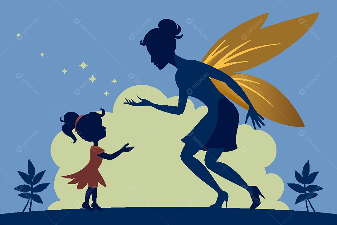 Silhueta de Fada Ilustração Vetor EPS