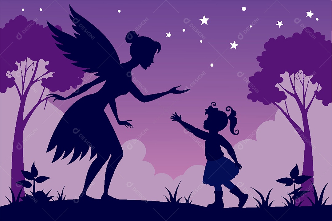 Silhueta de Fada Ilustração Vetor EPS