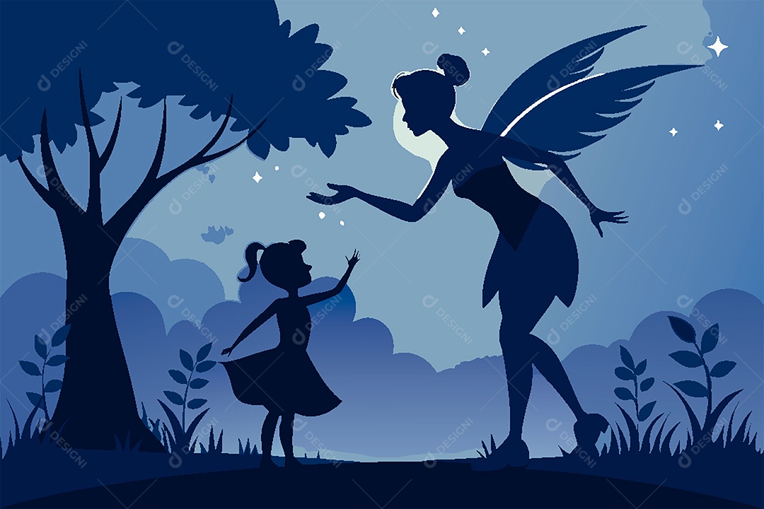 Silhueta de Fada Ilustração Vetor EPS