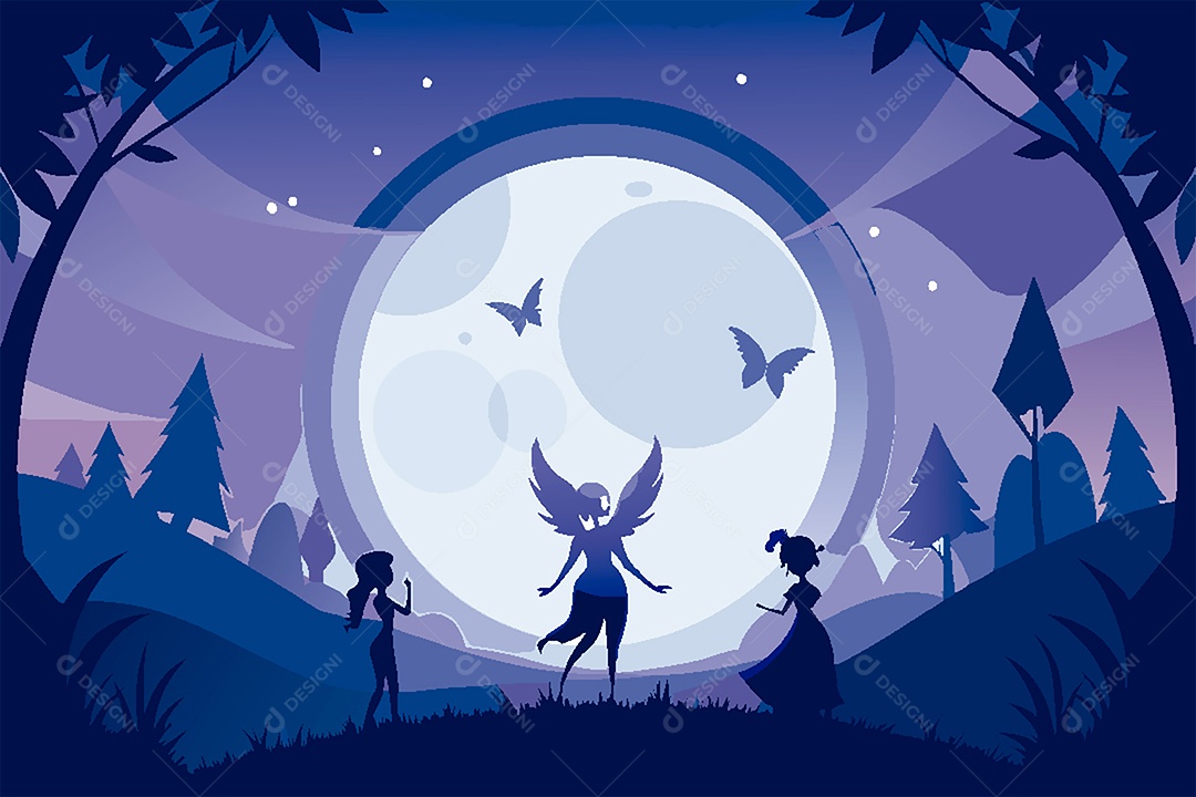 Silhueta de Fada Ilustração Vetor EPS