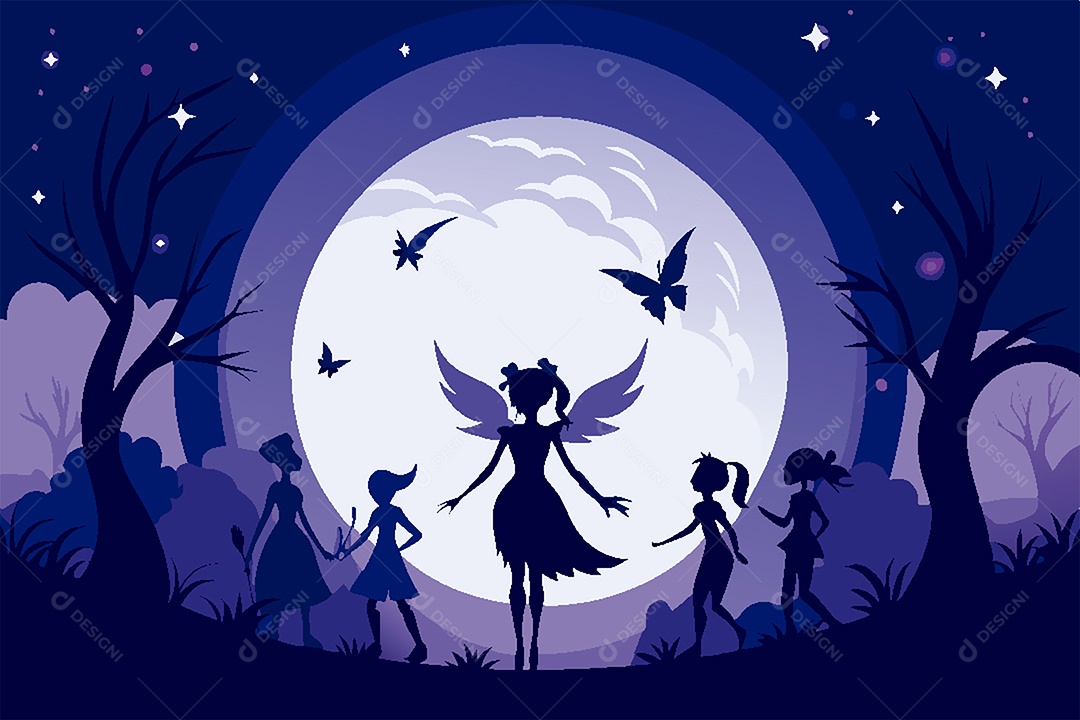 Silhueta de Fada Ilustração Vetor EPS