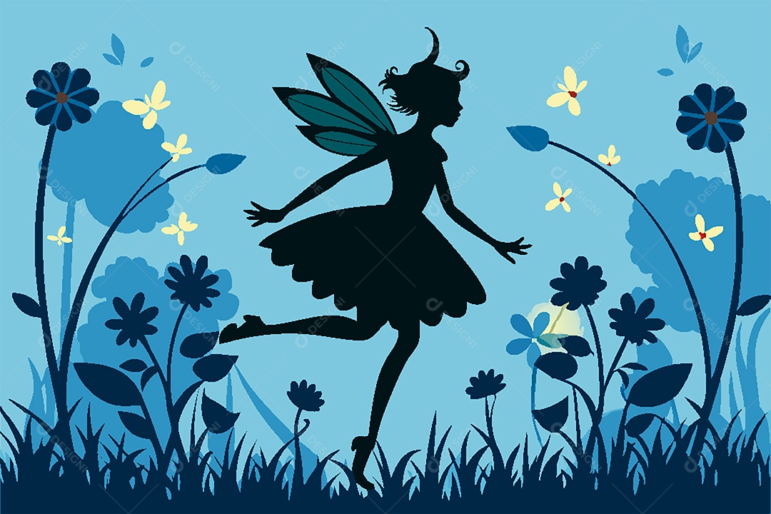 Silhueta de Fada Ilustração Vetor EPS