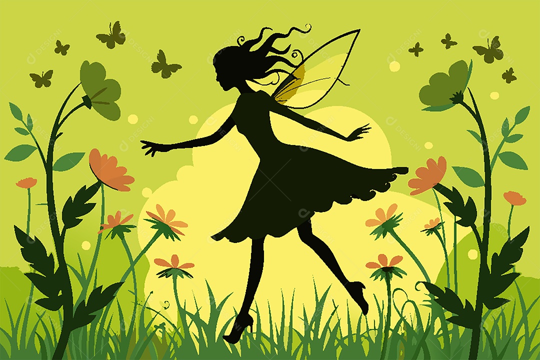 Silhueta de Fada Ilustração Vetor EPS