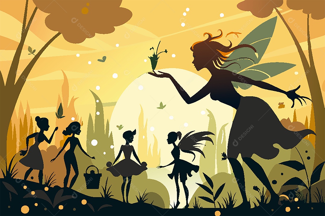 Silhueta de Fada Ilustração Vetor EPS