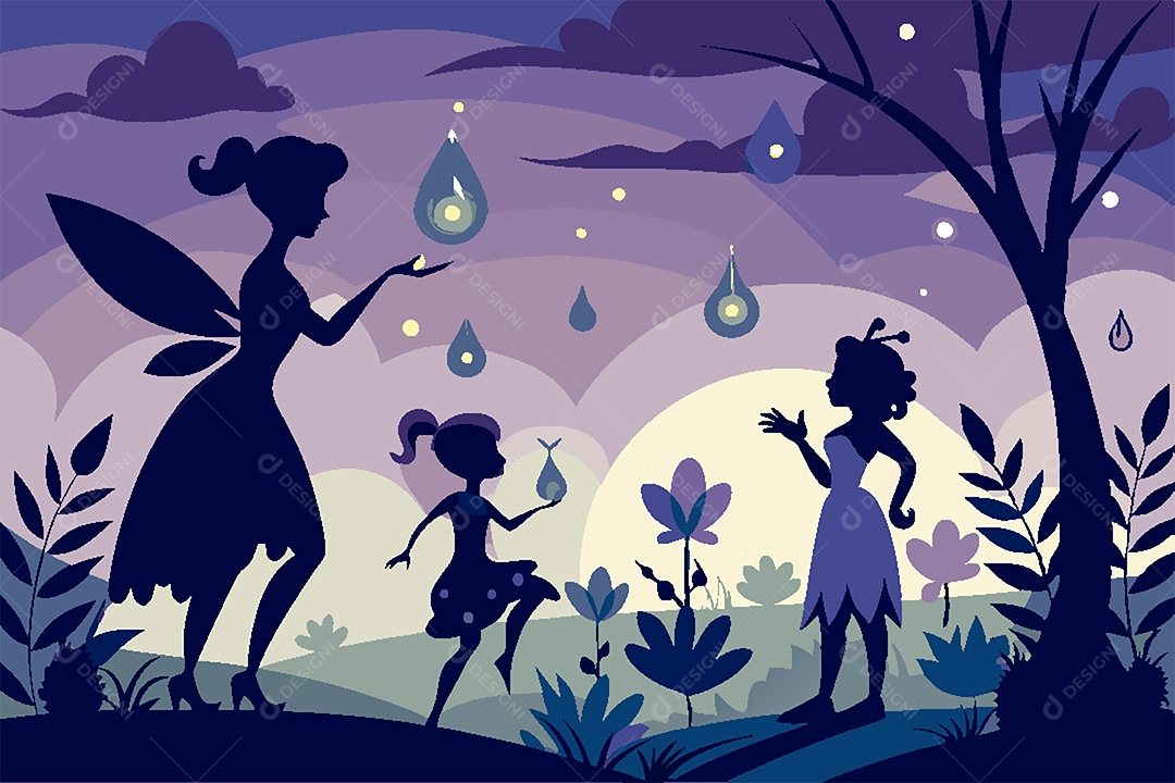 Silhueta de Fada Ilustração Vetor EPS