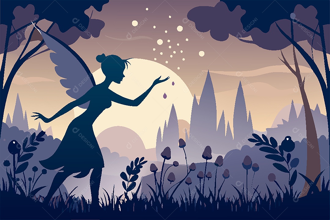 Silhueta de Fada Ilustração Vetor EPS