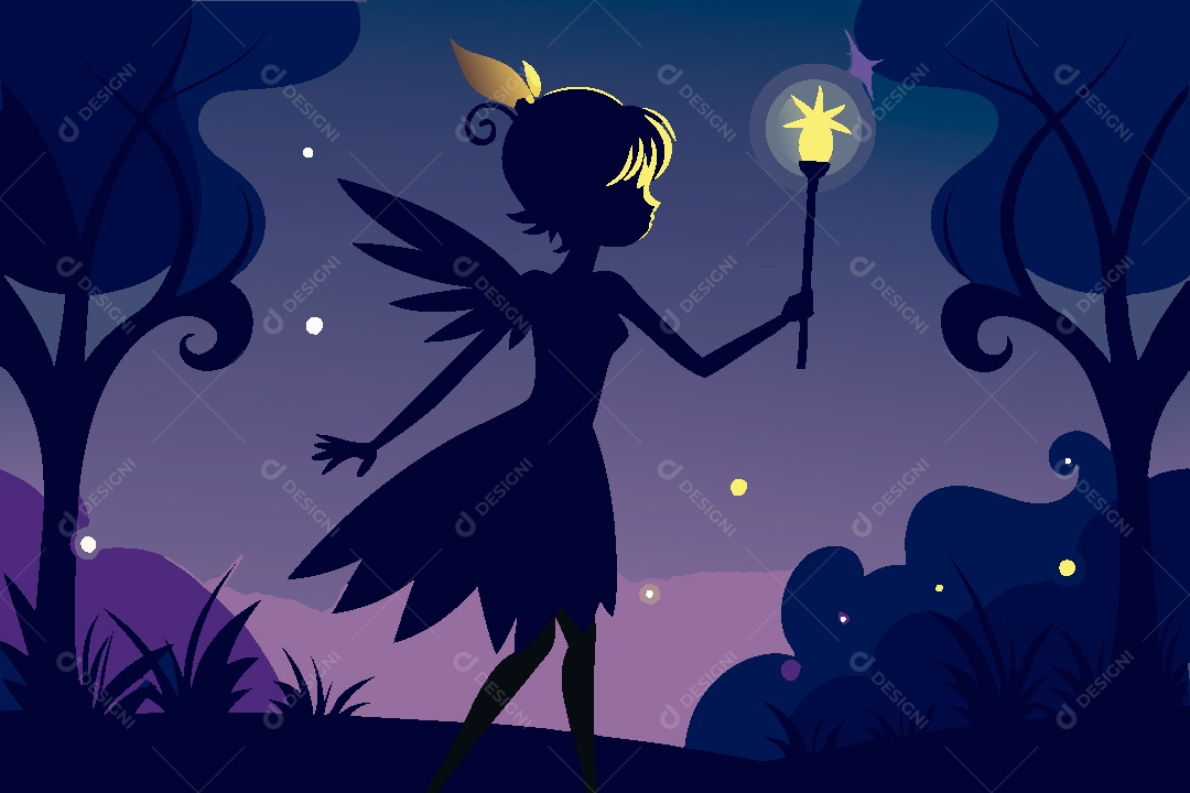 Silhueta de Fada Ilustração Vetor EPS
