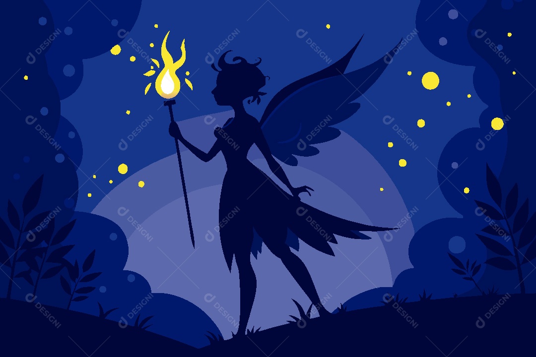 Silhueta de Fada Ilustração Vetor EPS