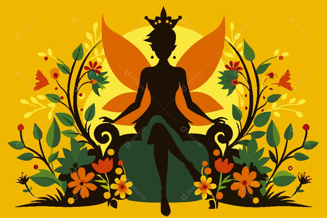 Silhueta de Fada Ilustração Vetor EPS