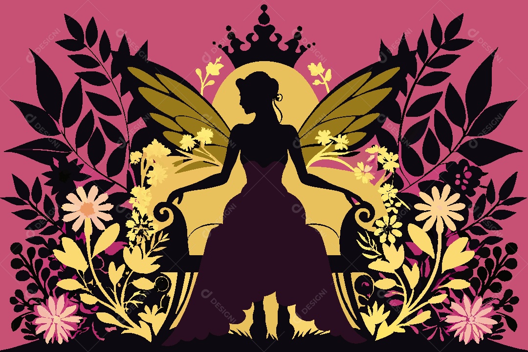 Silhueta de Fada Ilustração Vetor EPS