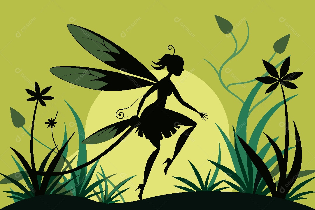 Silhueta de Fada Ilustração Vetor EPS