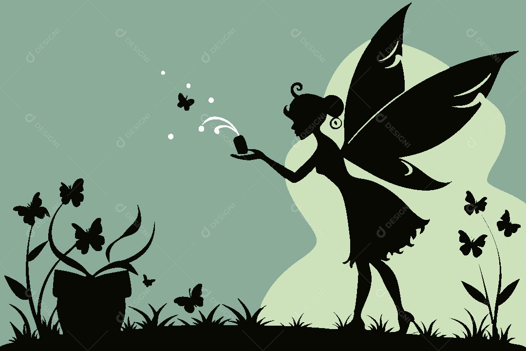 Silhueta de Fada Ilustração Vetor EPS