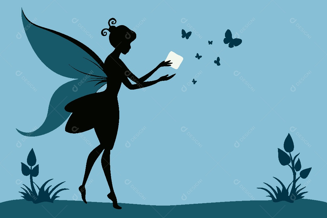 Silhueta de Fada Ilustração Vetor EPS