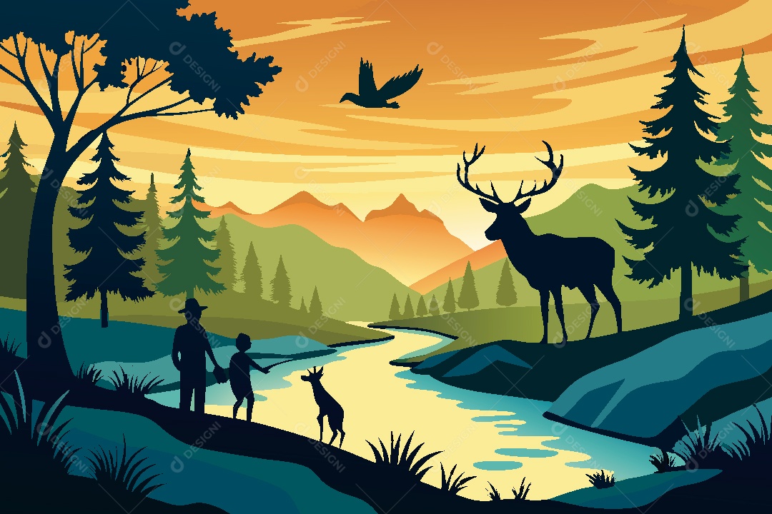 Silhueta de Veado Ilustração Vetor EPS