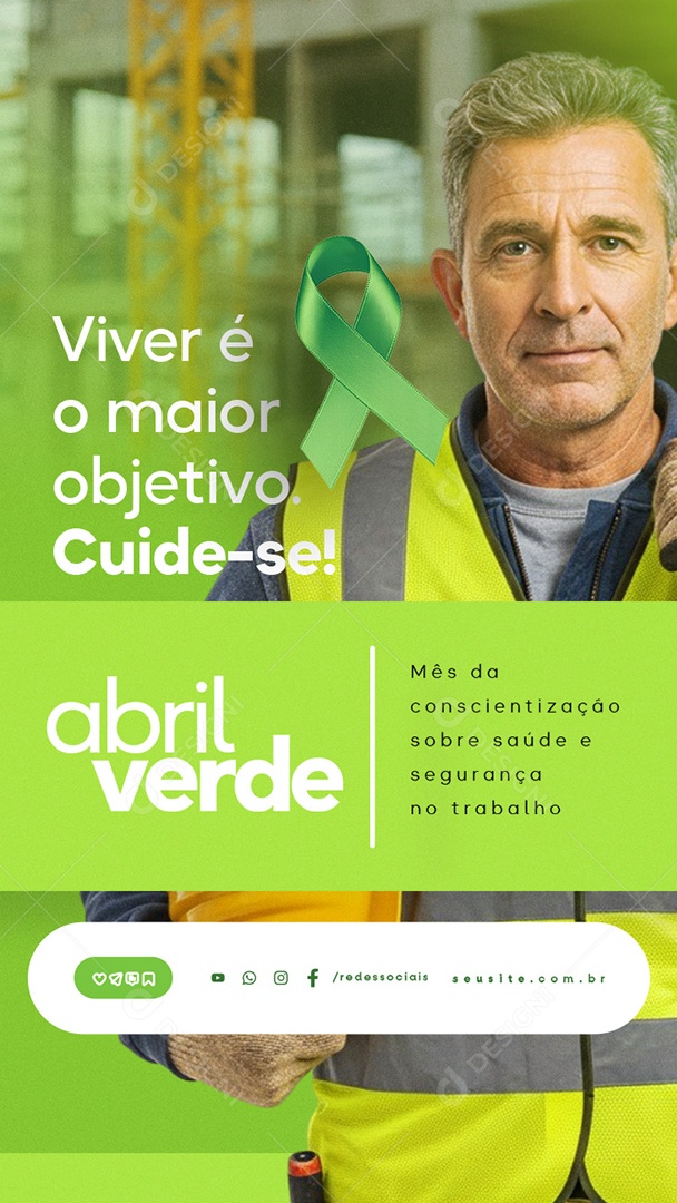 Story Abril Verde Viver é o Maior Objetivo Cuide-Se Social Media PSD Editável