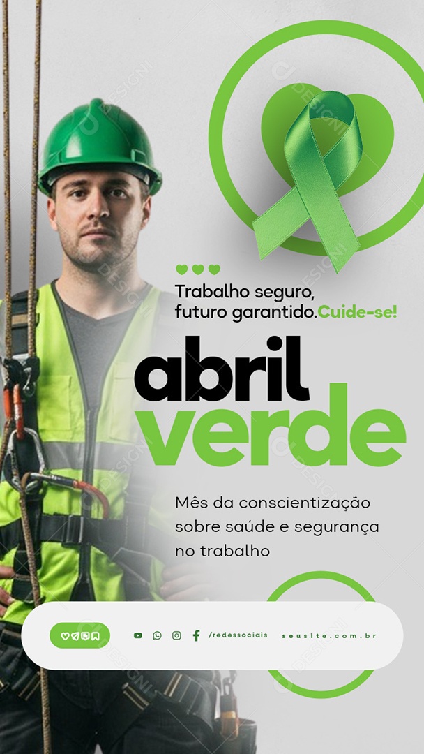 Story Abril Verde Mês da Conscientização Sobre Saúde e Segurança no Trabalho Social Media PSD Editável