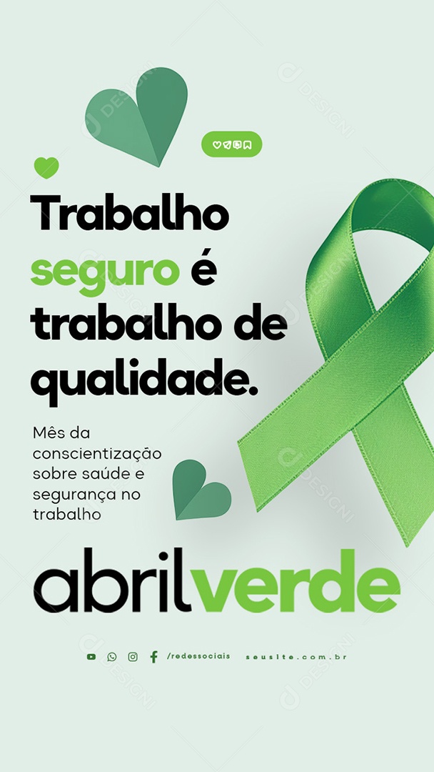 Story Abril Verde Trabalho Seguro Social Media PSD Editável