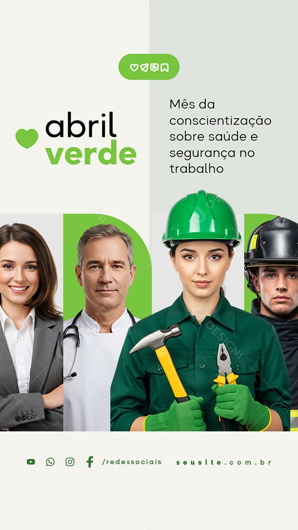 Story Abril Verde Mês da Conscientização Sobre Saúde e Segurança Social Media PSD Editável