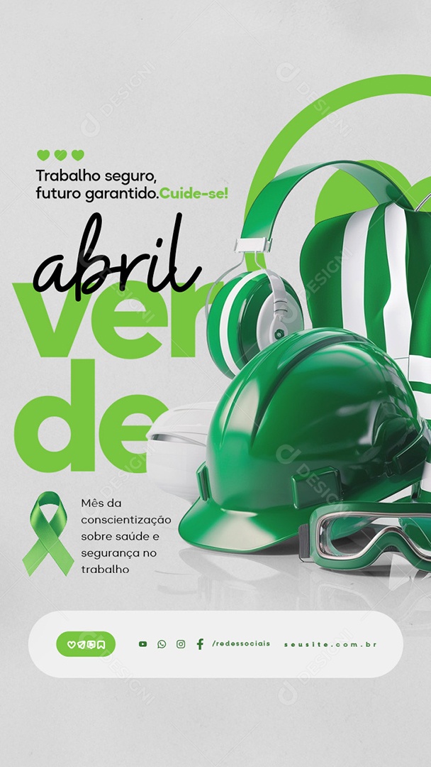 Story Abril Verde Mês da Conscientização Sobre Saúde e Segurança Social Media PSD Editável