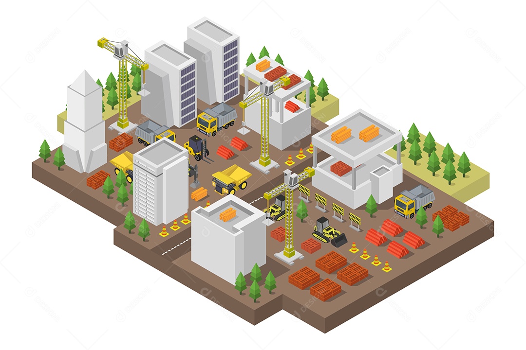Ícone Isométrico Construção Civil Ilustração Vetor EPS