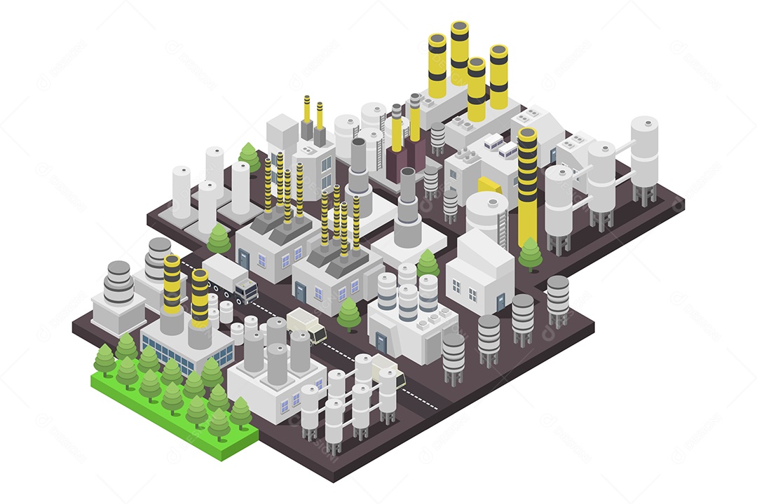 Ícone Isométrico Usina Ilustração Vetor EPS