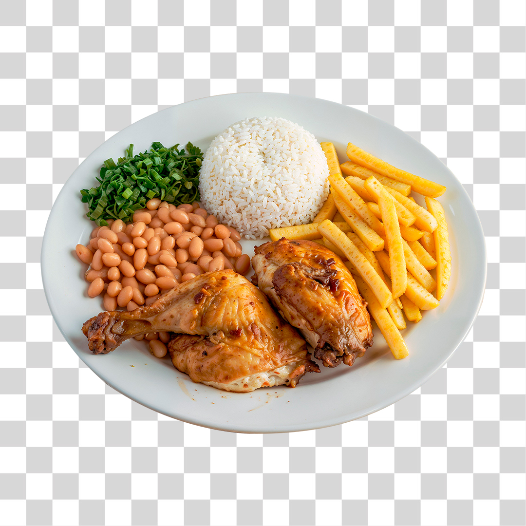 Arroz Frango Feijão e Batata Frita