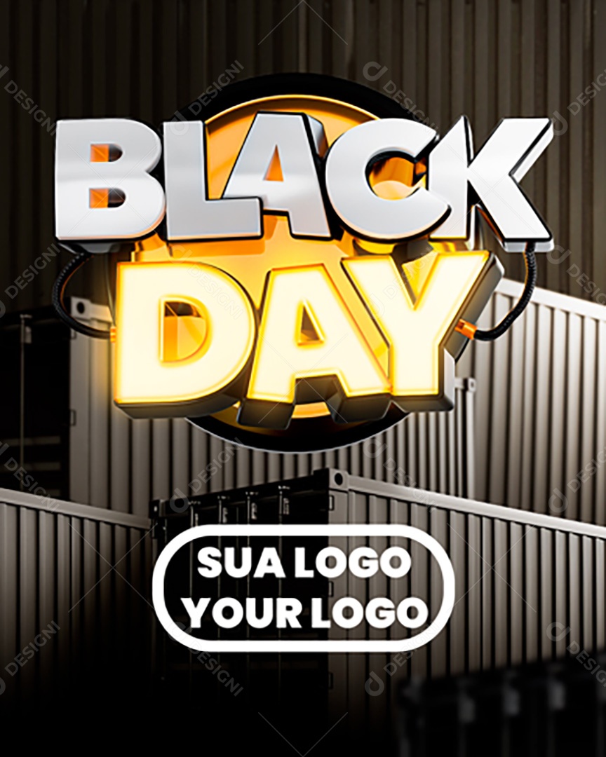 Selo 3D Black Day Para Composição PSD