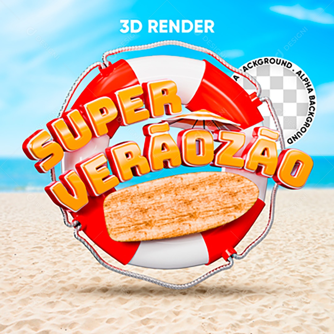 Selo 3D Super Verãozão Para Composição PSD