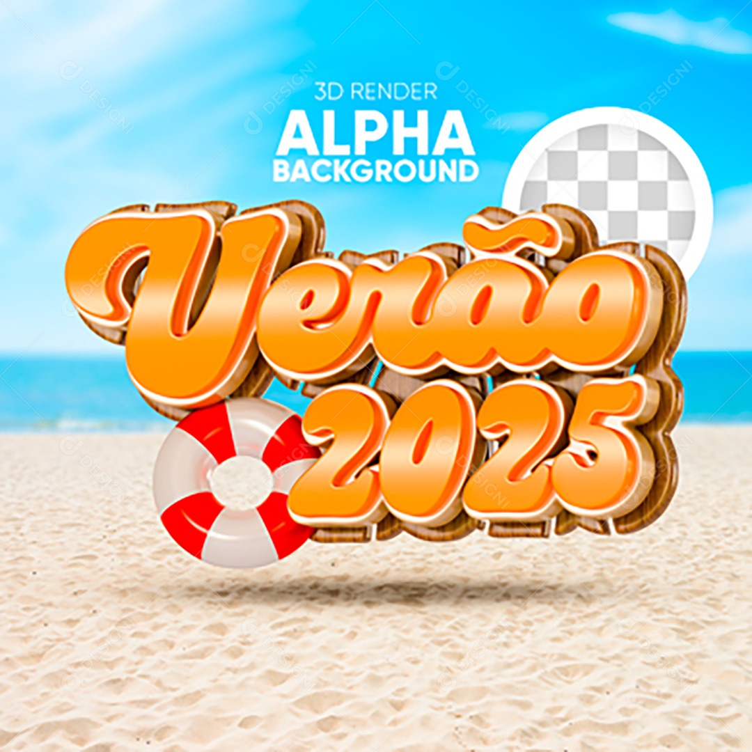 Selo 3D Verão 2025 Para Composição PSD
