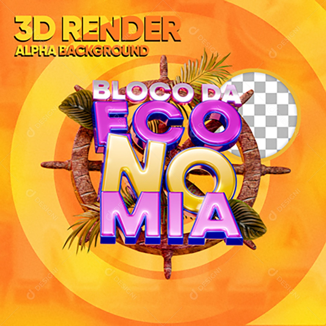 Selo 3D Bloco da Economia Para Composição PSD