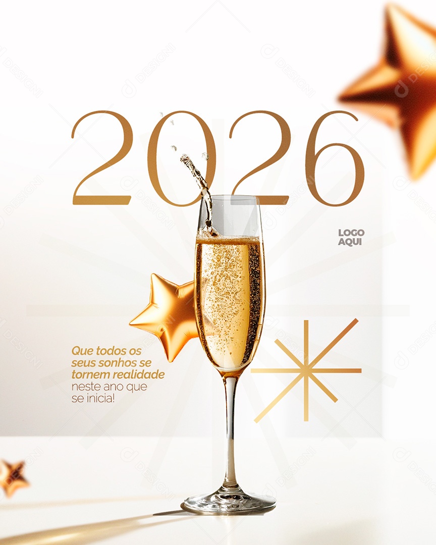 Feliz 2026 Que Todos Seus Sonhos Se Tornem Realidade Social Media PSD Editável