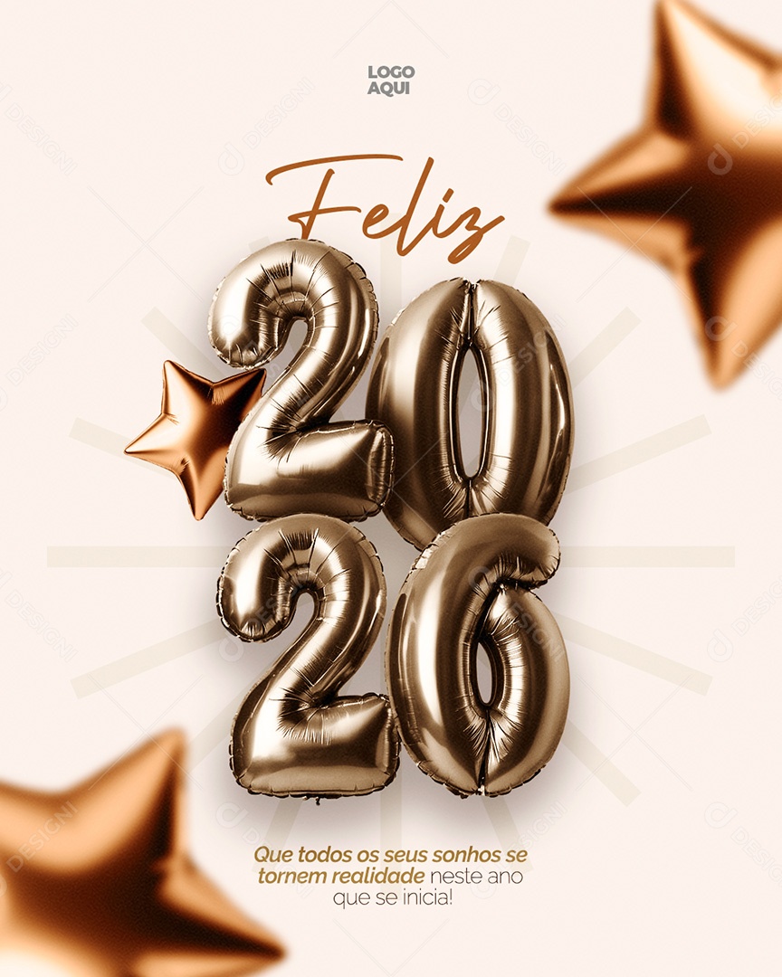 Feliz 2026 Que Todos Seus Sonhos Se Tornem Realidade Social Media PSD Editável