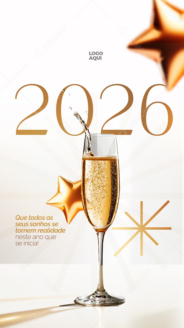 Story Feliz Ano Novo 2026 Social Media PSD Editável