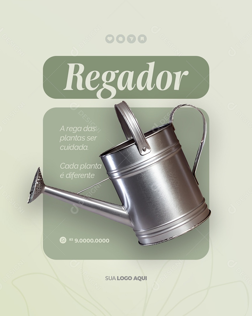 Floricultura Rega das Plantas Cuidado Social Media PSD Editável