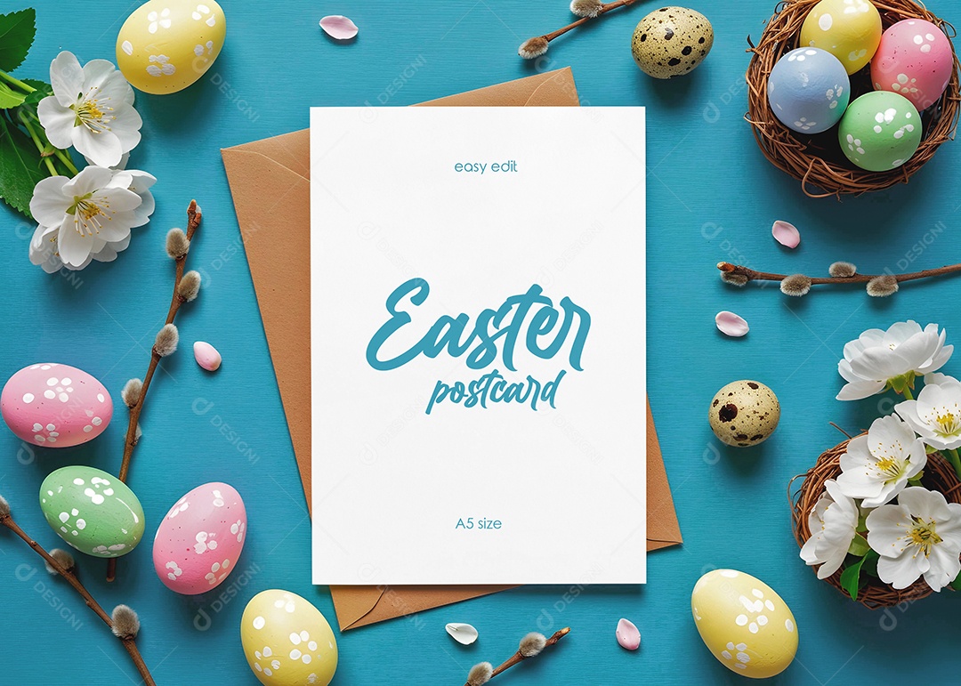 Mockup de Convite de Páscoa PSD Editável