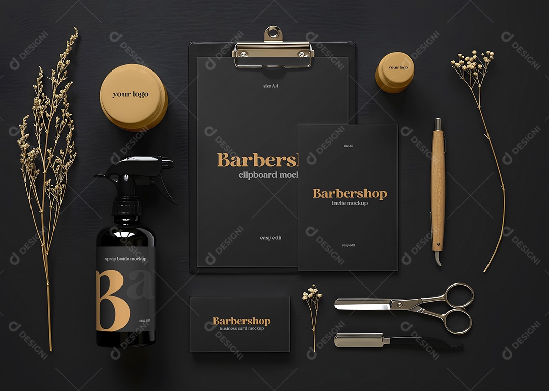 Mockup Kit de Cabeleleiro PSD Editável