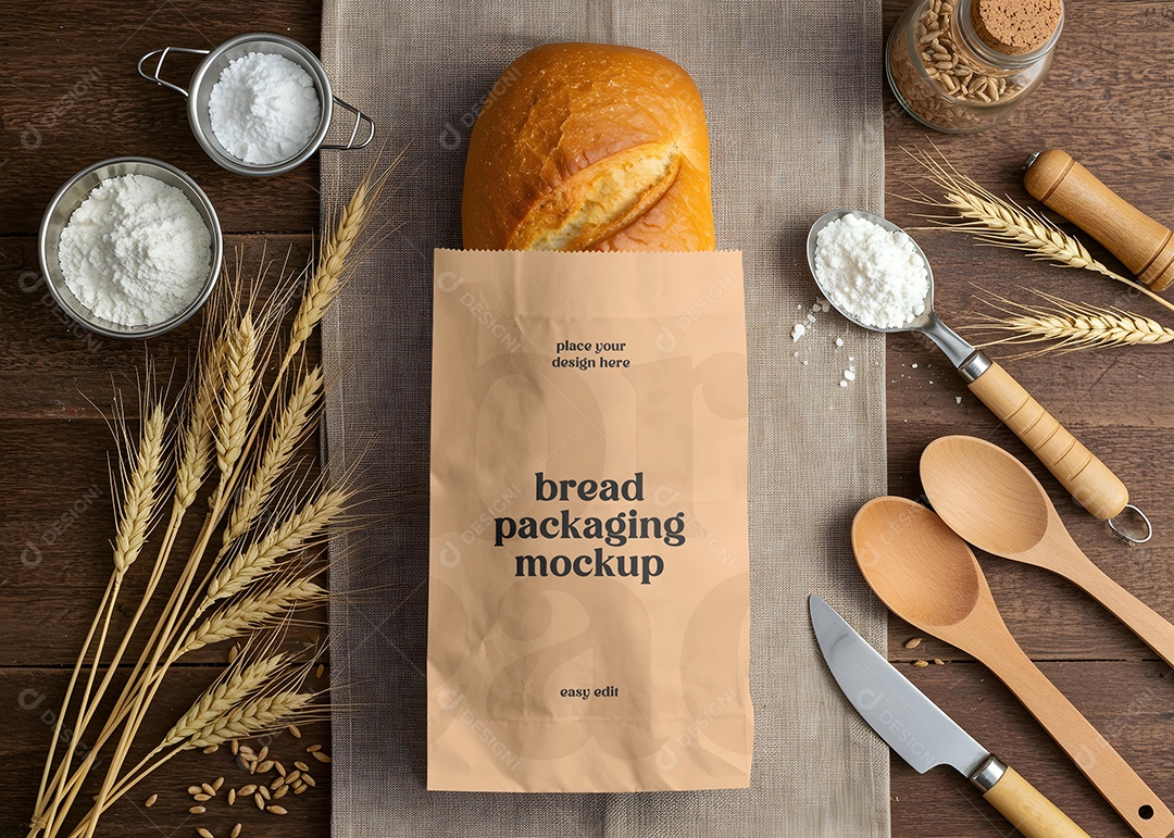 Mockup Embalagem de Pão PSD Editável