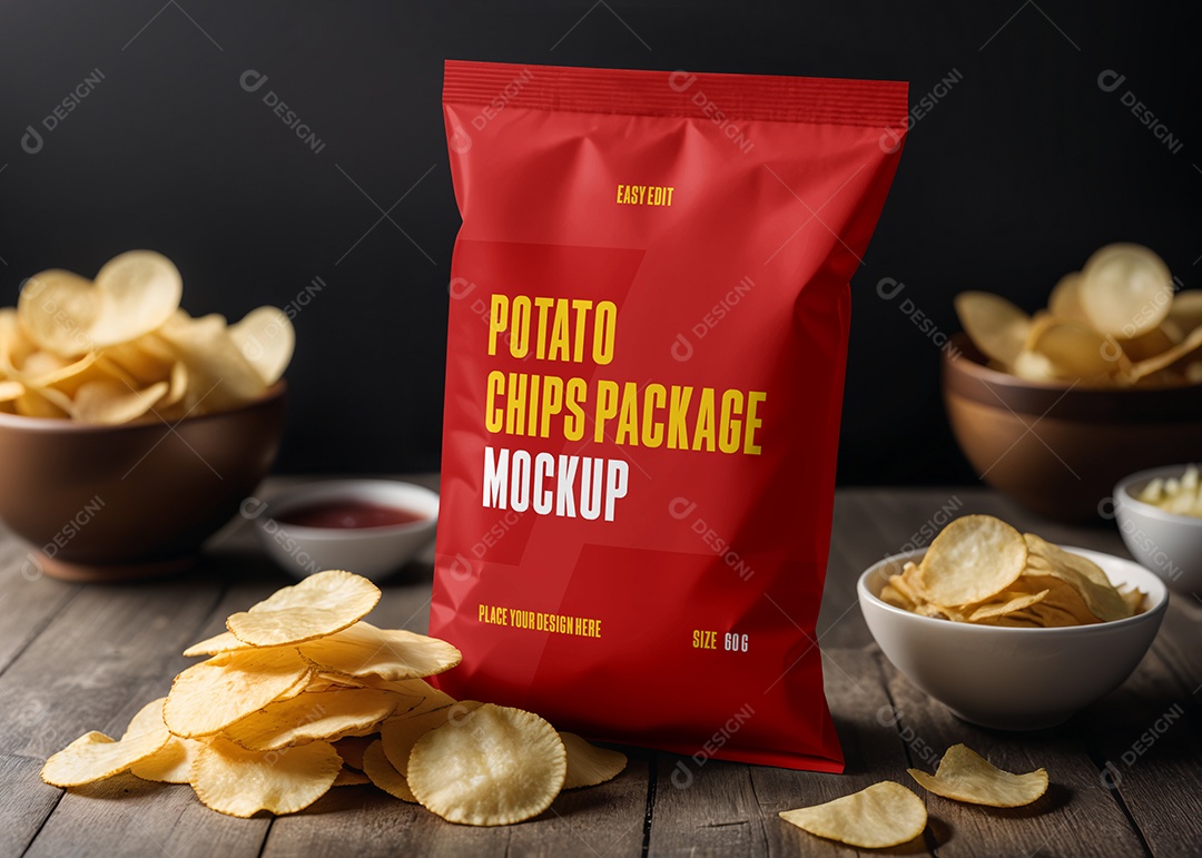 Mockup de Pacote de Batata PSD Editável