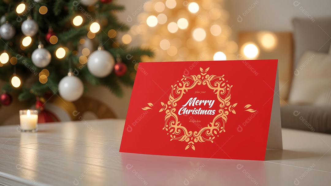 Mockup de Cartão de Boas Vindas PSD Editável