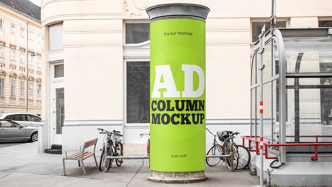 Mockup Placa de Anúncio PSD Editável