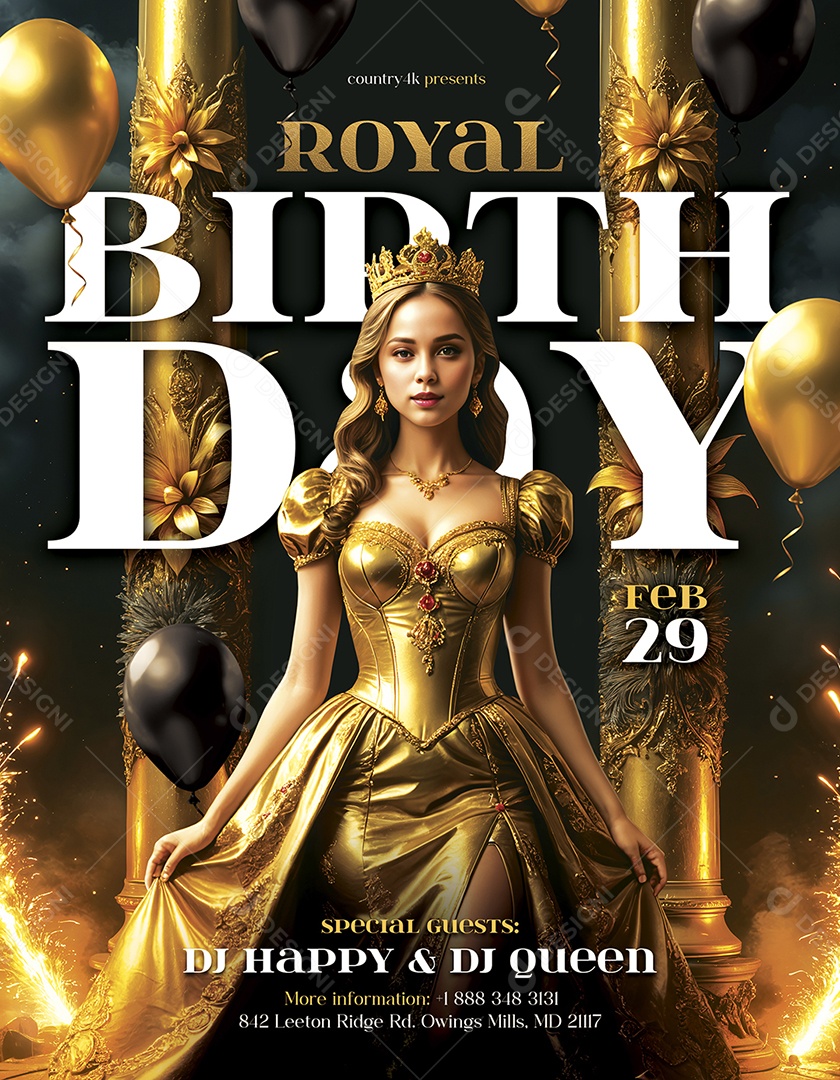 Aniversário Real Social Media PSD Editável