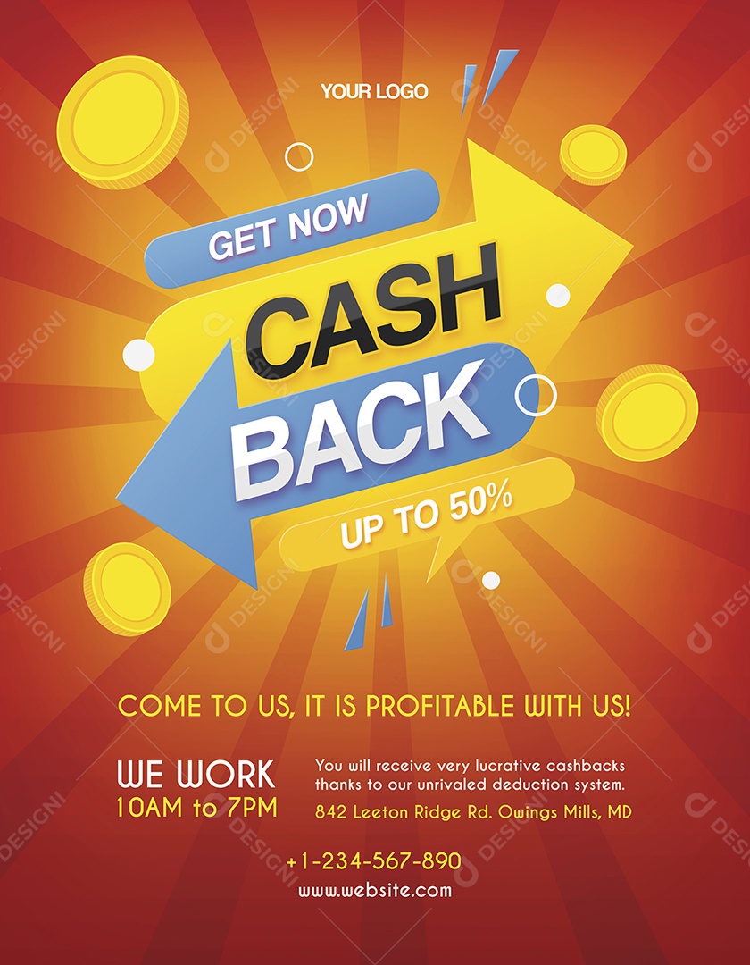 Receba Agora Dinheiro de Volta Até 50% Social Media PSD Editável