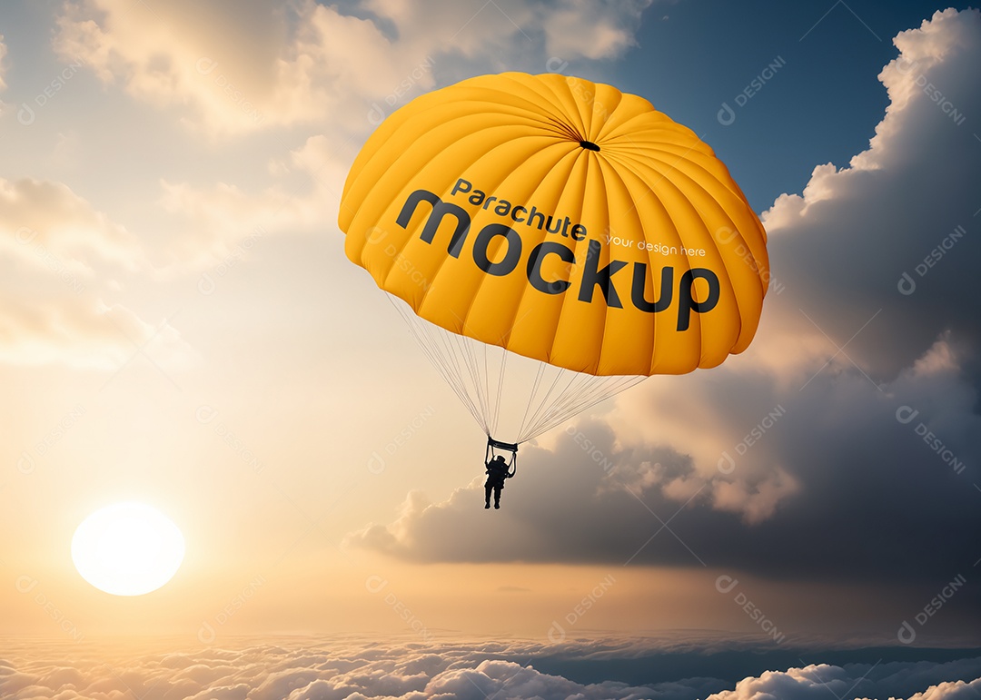 Mockup de Paraquedas PSD Editável