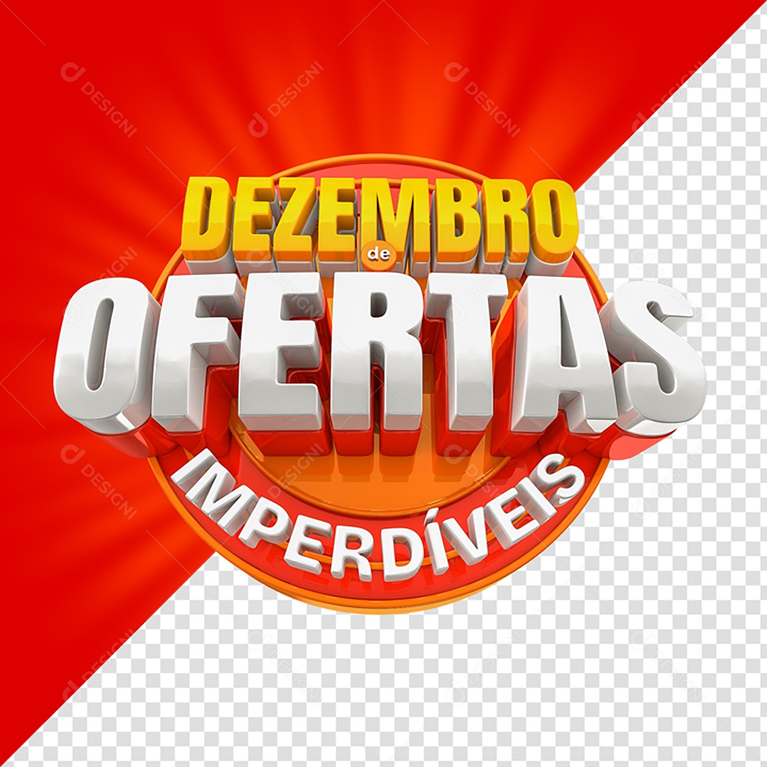 Selo 3D Dezembro de Ofertas Imperdíveis Vermelho Para Composição PSD