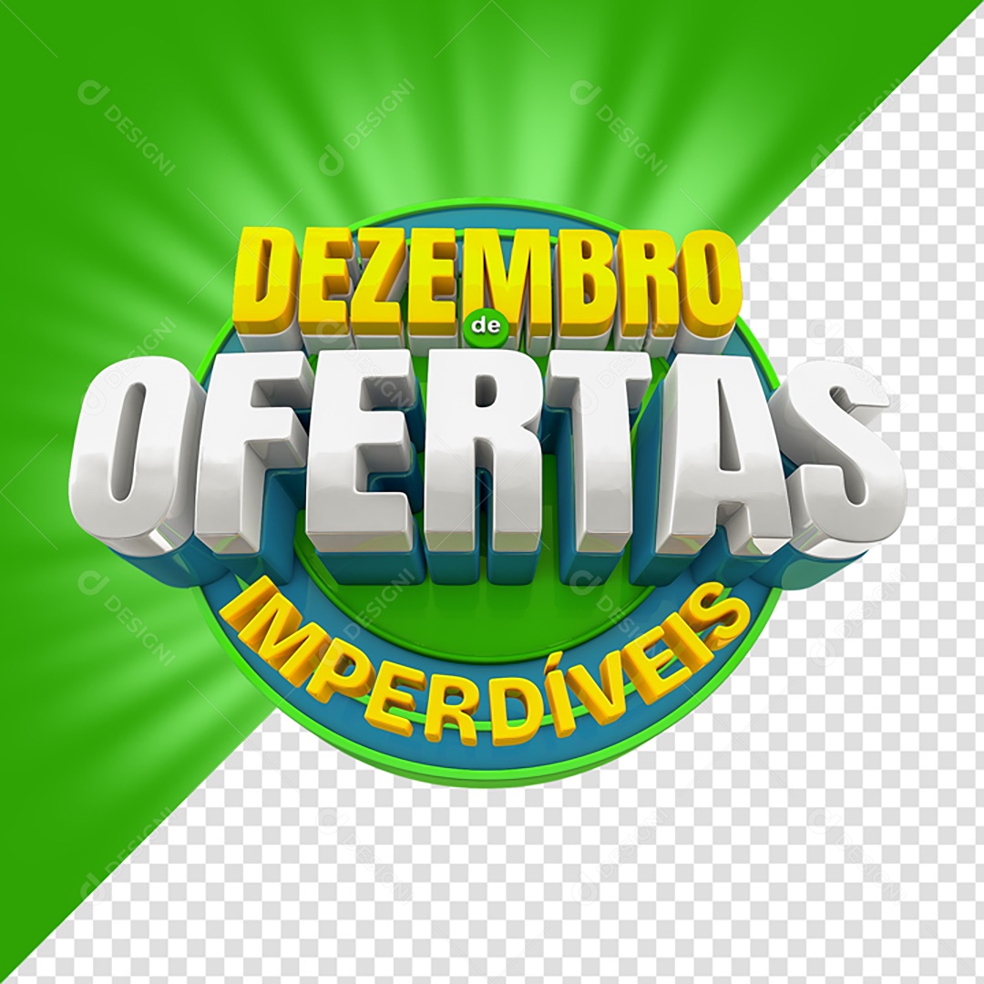 Selo 3D Dezembro de Ofertas Imperdíveis Verde Para Composição PSD