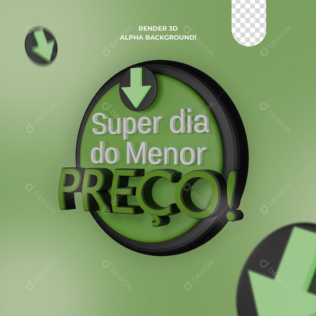 Selo 3D Super dia do Menor Preço Para Composição PSD
