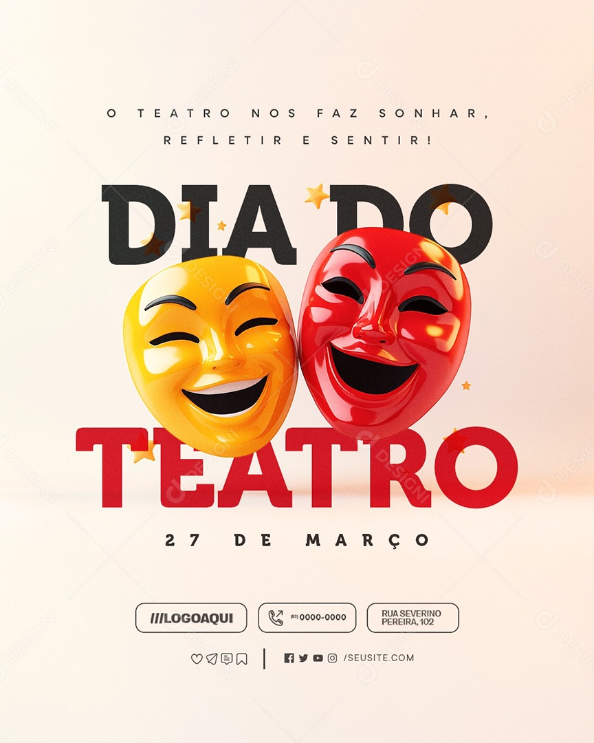 Dia do Teatro 27 de Março Social Media PSD Editável